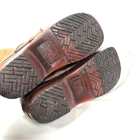 Sanita Embossed Leather Clogs Floral Tooled Brown EU 40 / US 9.5–10 - Picture 8 of 9